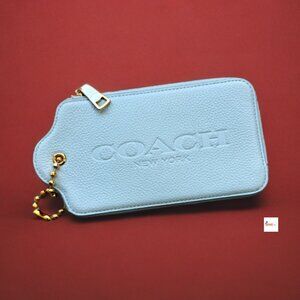 Coach Light Blue Leather Multifunction XL Hangtag Wallet Card Case